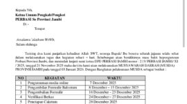 Surat Resmi Panitia Penjaringan Balontum Perbasi Provinsi Jambi