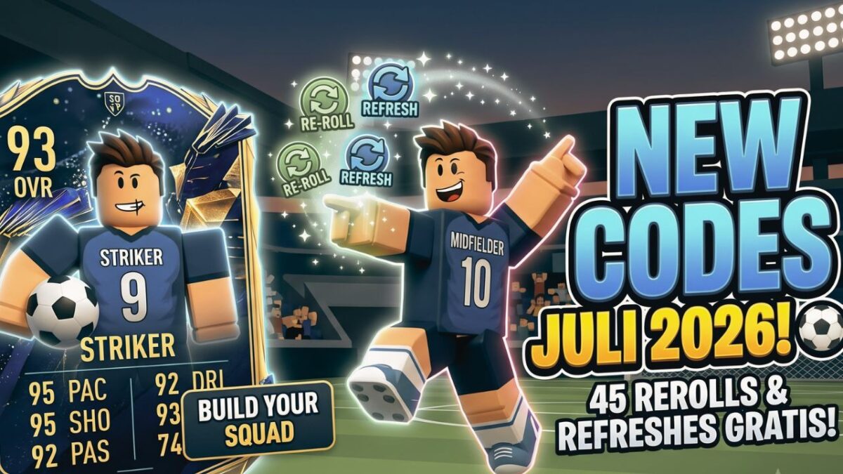 Code Build A Soccer Squad Roblox Juli 2026, Klaim Reroll Gratis (Foto: Ai)