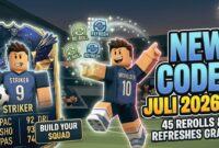 Code Build A Soccer Squad Roblox Juli 2026, Klaim Reroll Gratis (Foto: Ai)