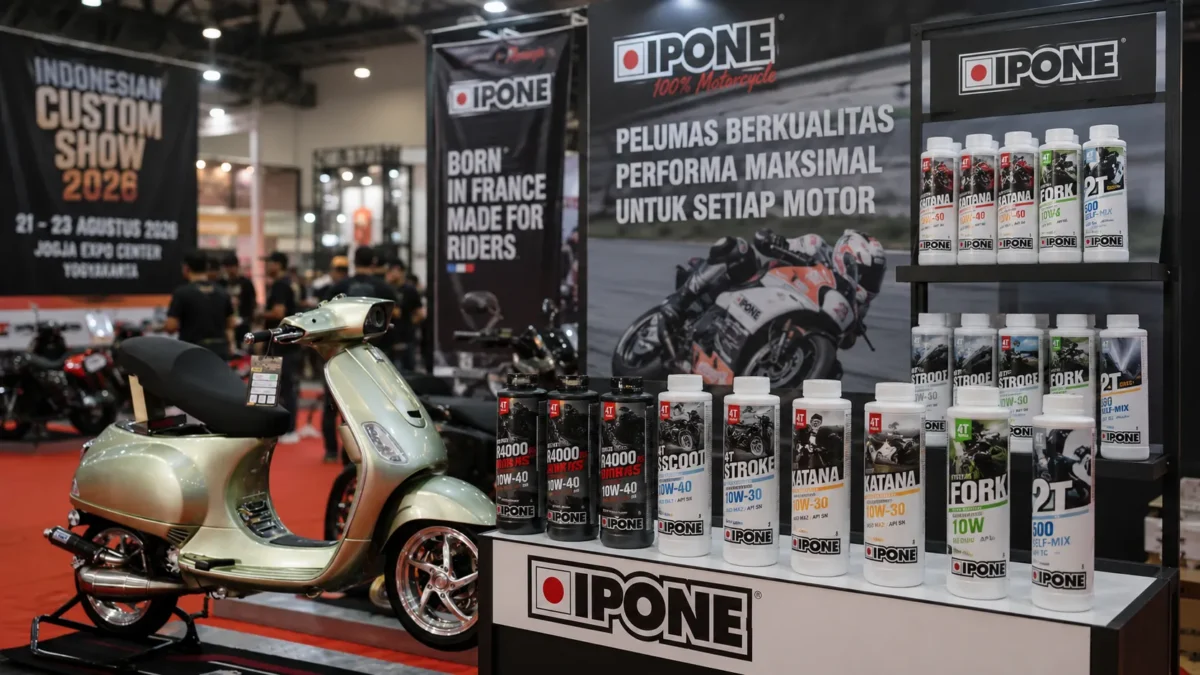 Ipone di Indonesian Custom Show 2026, Bawa Pelumas Motor (Foto: (instagram @indonesiancustomshow/medcom/Ai)