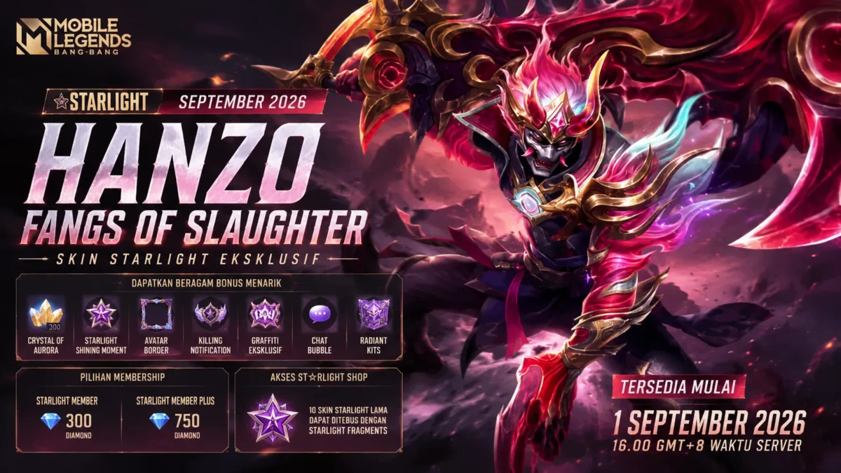 Starlight September 2026, Skin Hanzo dan Daftar Reward