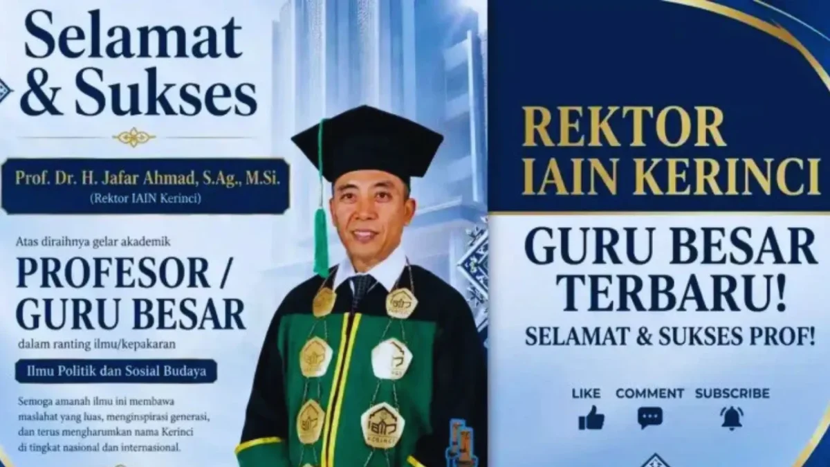 Jafar Ahmad Resmi Jadi Profesor IAIN Kerinci (Foto: britainaja.com)