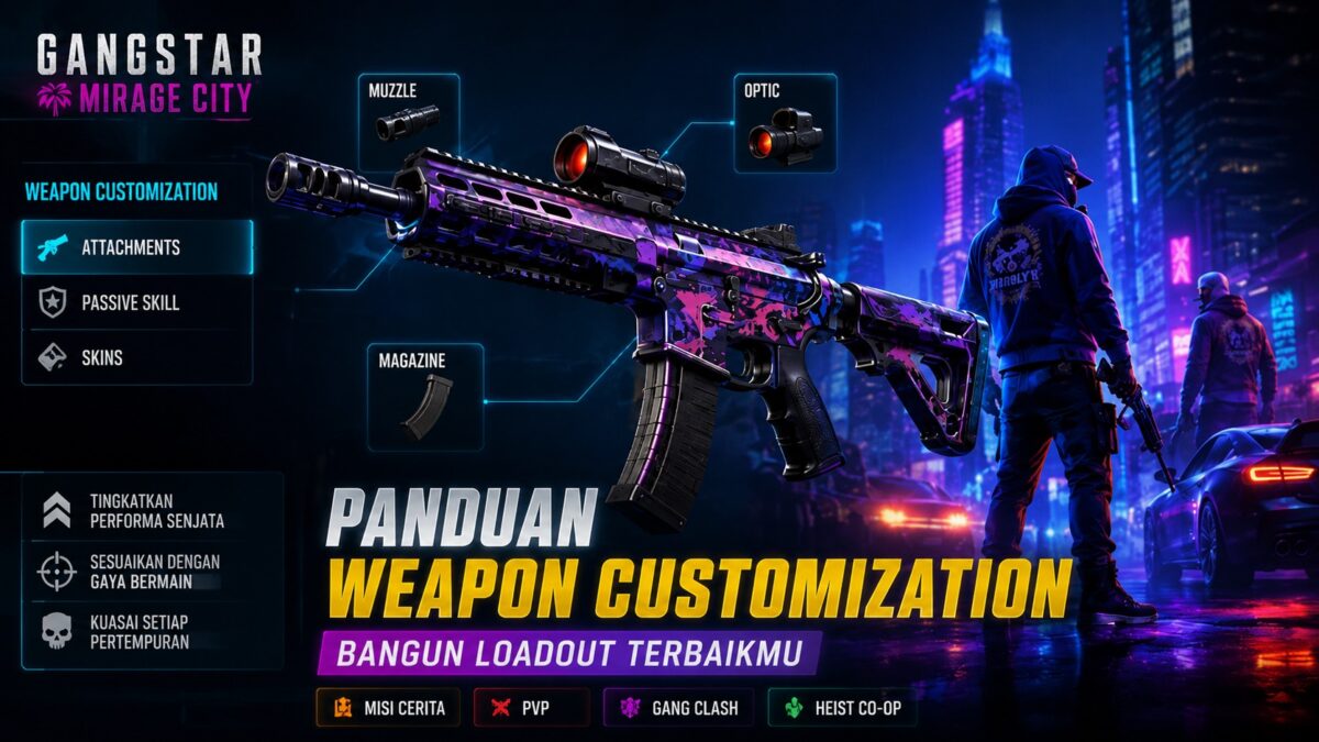 Weapon Customization Gangstar Mirage City, Begini Cara Bikin Loadout (Foto: duniagames)