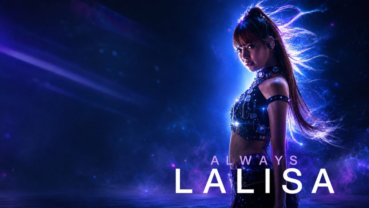 Poster film dokumenter Always LALISA menampilkan Lisa BLACKPINK dalam balutan busana panggung dengan latar cahaya biru dan ungu. (Foto: X/@CGV_ID/medcom)
