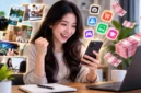 Ilustrasi peluang mendapatkan penghasilan tambahan melalui smartphone dan internet tanpa modal besar.