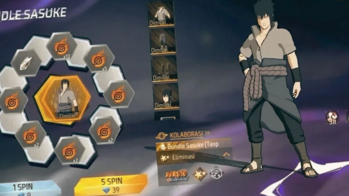 Bundle Sasuke Free Fire x Naruto, Ini Cara Dapatnya (Foto: duniagames)