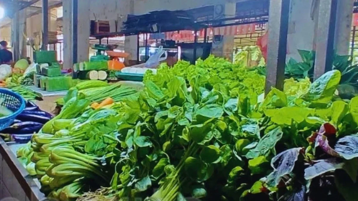 Aktivitas pedagang sayuran di pasar tradisional Kota Jambi di tengah berkurangnya pasokan akibat kemarau.
